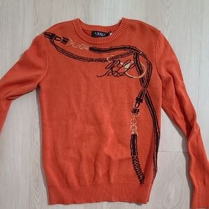 Womens Ralph Lauren Orange Crewneck Sweater